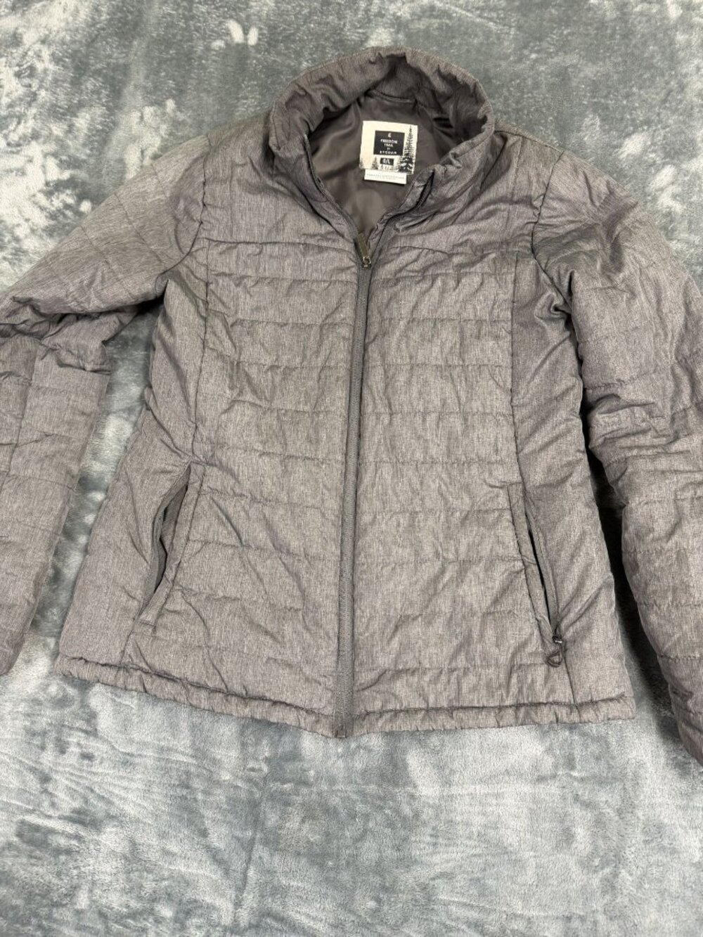 Freedom Trail Kyodan Womens Gray Puffer Jacket Zipper Pockets L